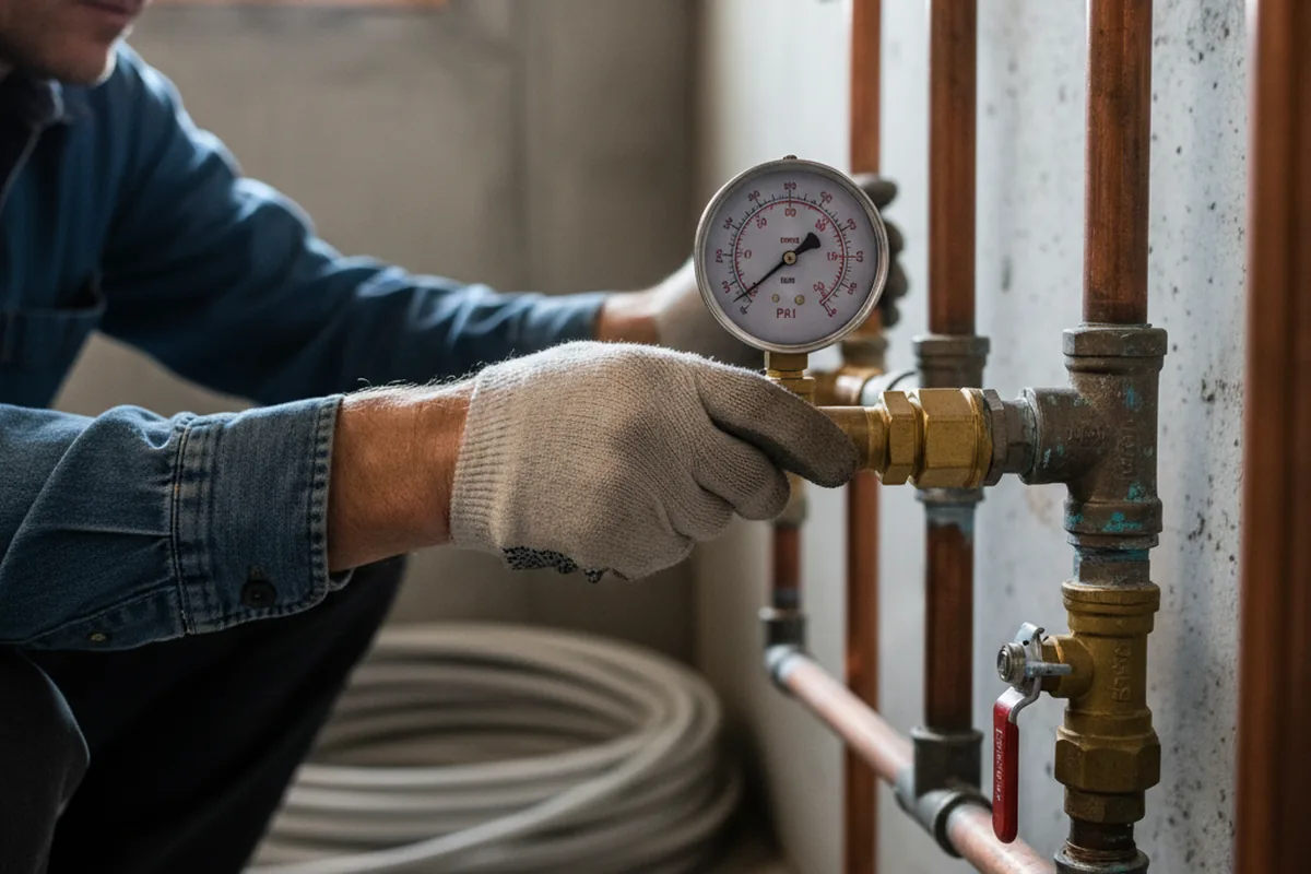 Pressure testing a repaired line during Water Line Repair in Marcus